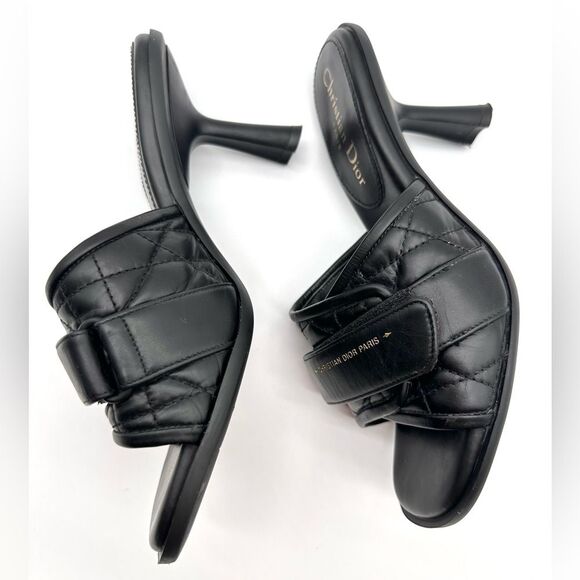 CHRISTIAN DIOR  Quilted Dio(r)evolution 80mm Slide Sandals 37 Black Leather EU37 - Picture 4 of 11